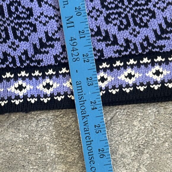 LL Bean Nordic Cardigan Sweater Cotton Womens Small Snowflake Purple Button Up - Picture 7 of 7